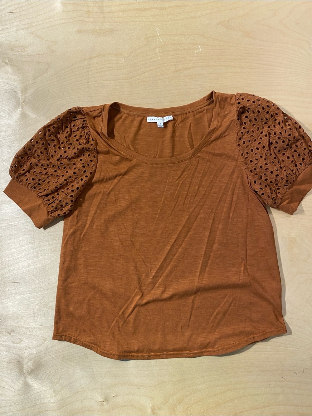 Jane + Delancey Eyelet Puff Sleeve Top - Rust Medium (RT)